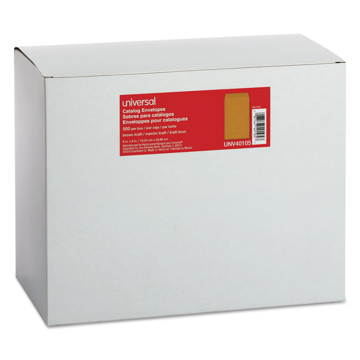 Catalog Envelope, 24 lb Bond Weight Kraft, #1, Square Flap, Gummed Closure, 6 x 9, Brown Kraft, 500/Box