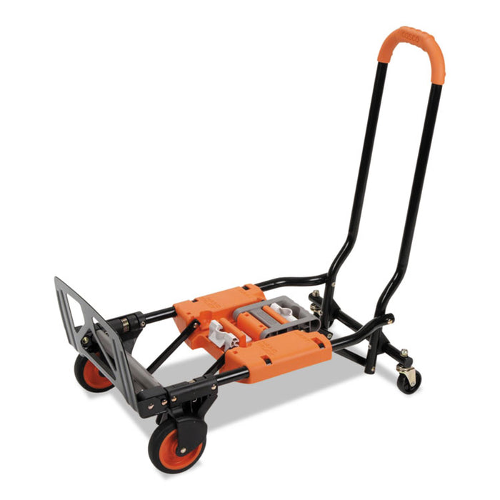 2-in-1 Multi-Position Hand Truck and Cart, 16.63 x 12.75 x 49.25, Gray/Orange