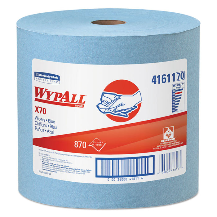 X70 Cloths, Jumbo Roll, 12.4 x 12.2, Blue, 870/Roll