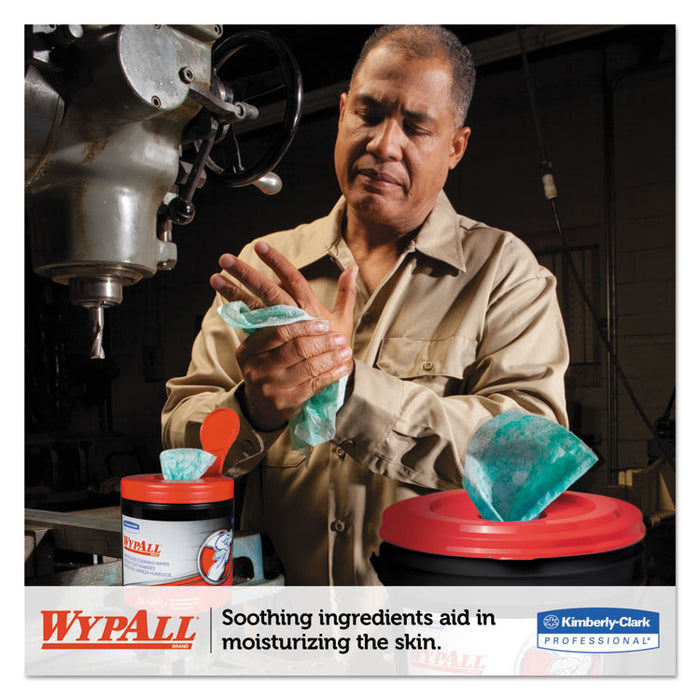 Power Clean ProScrub Pre-Saturated Wipes, 12 x 9.5, Citrus Scent, Green/White, 50/Canister, 8 Canisters/Carton