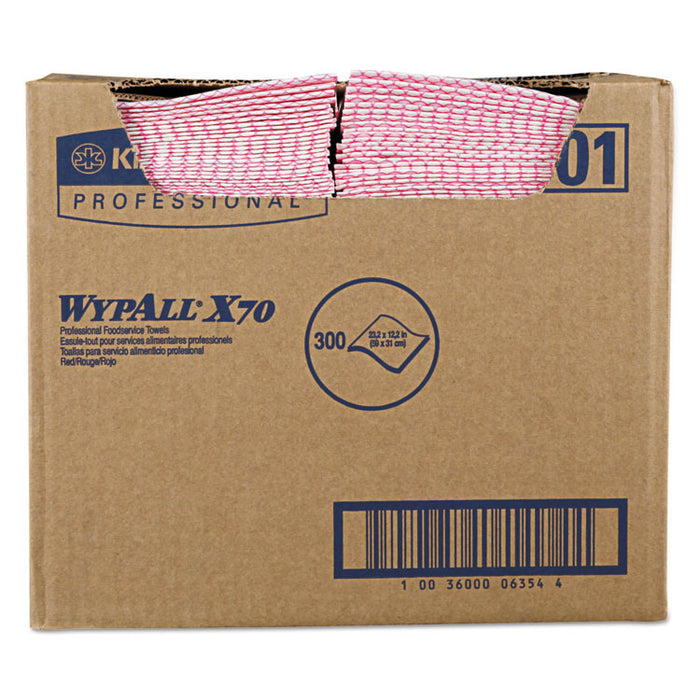 X70 Wipers, 12.5 x 23.2, Red, 300/Carton