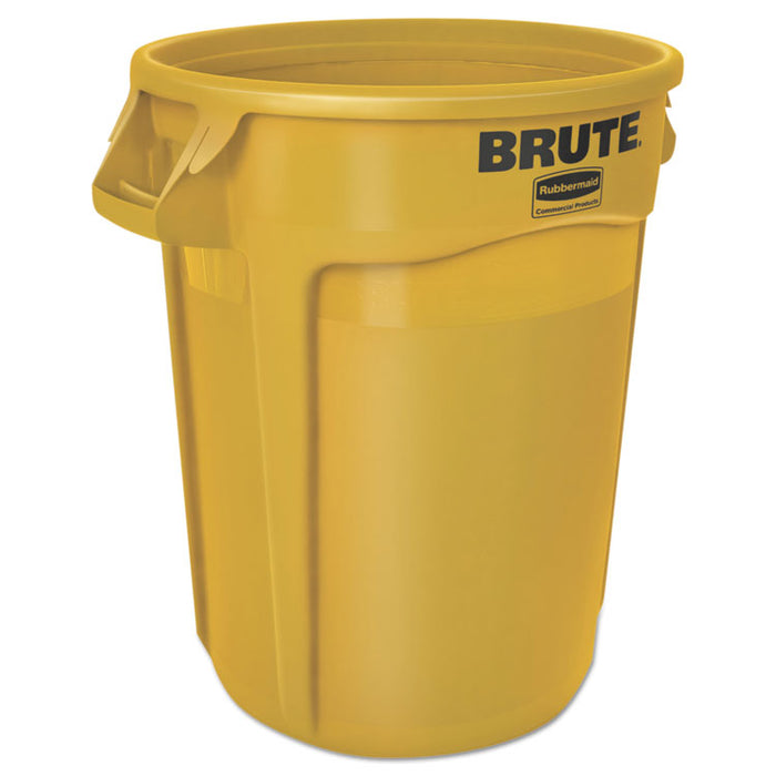 Round Brute Container, Plastic, 10 gal, Yellow
