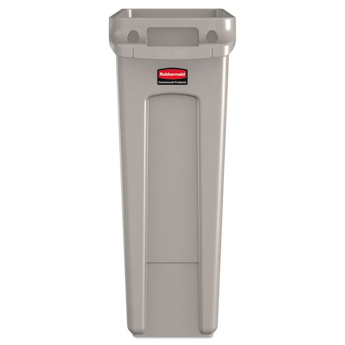 Slim Jim Receptacle with Venting Channels, Rectangular, Plastic, 23 gal, Beige