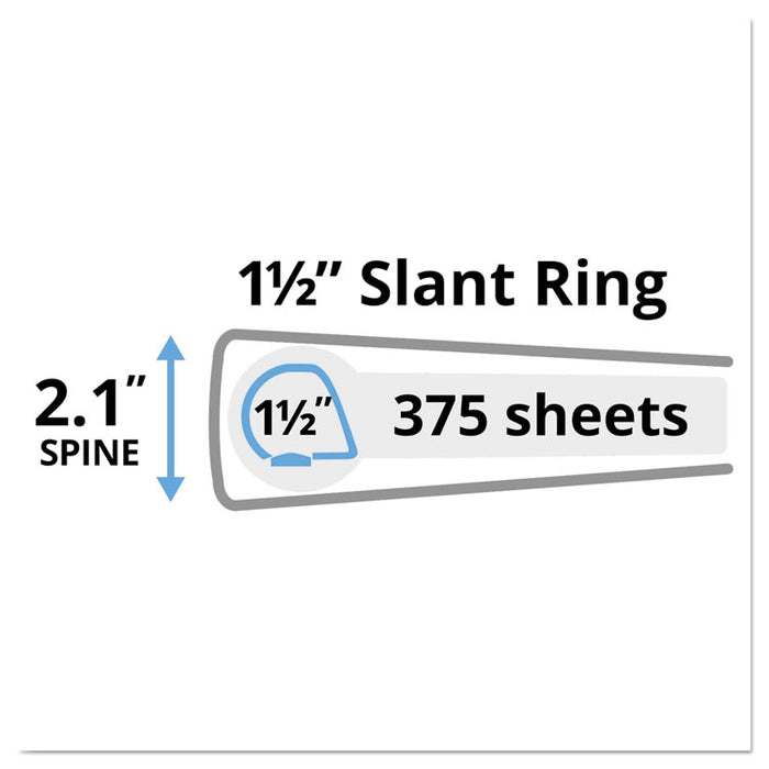 Heavy-Duty Non Stick View Binder with DuraHinge and Slant Rings, 3 Rings, 1.5" Capacity, 11 x 8.5, White, (5404)