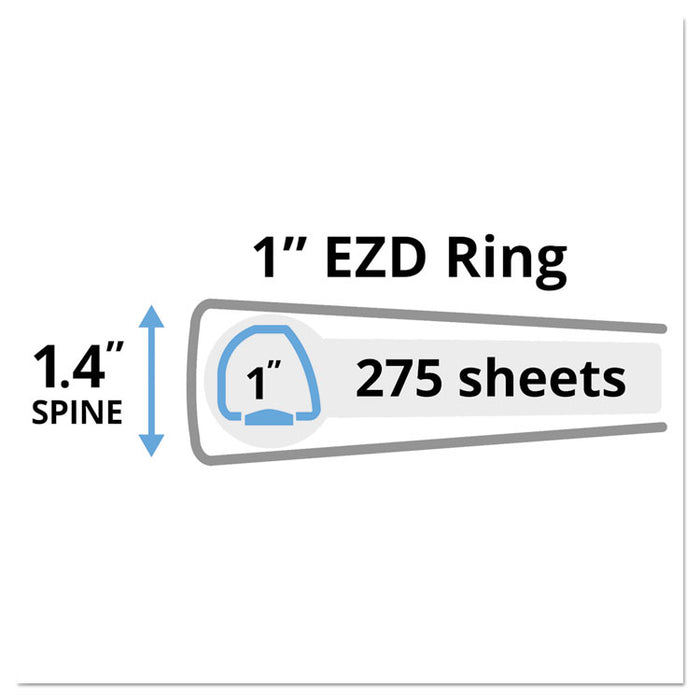 Heavy-Duty View Binder with DuraHinge and One Touch EZD Rings, 3 Rings, 1" Capacity, 11 x 8.5, Red