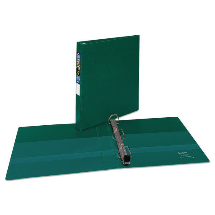Heavy-Duty Non-View Binder with DuraHinge and One Touch EZD Rings, 3 Rings, 1" Capacity, 11 x 8.5, Green