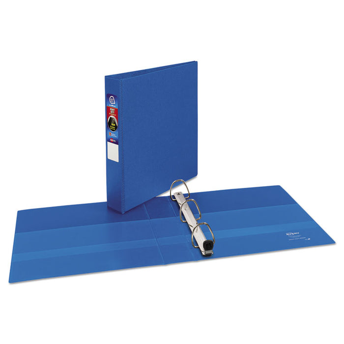 Heavy-Duty Non-View Binder with DuraHinge and One Touch EZD Rings, 3 Rings, 1.5" Capacity, 11 x 8.5, Blue