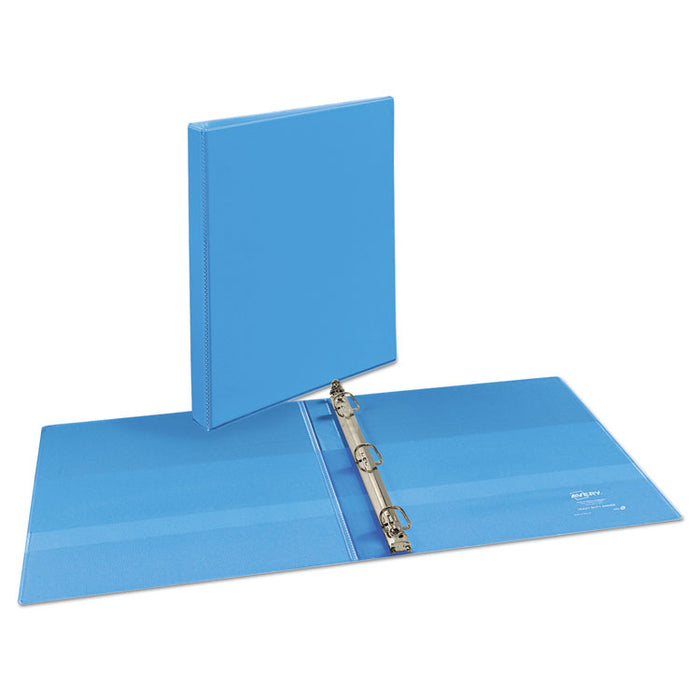 Heavy-Duty Non Stick View Binder with DuraHinge and Slant Rings, 3 Rings, 0.5" Capacity, 11 x 8.5, Light Blue