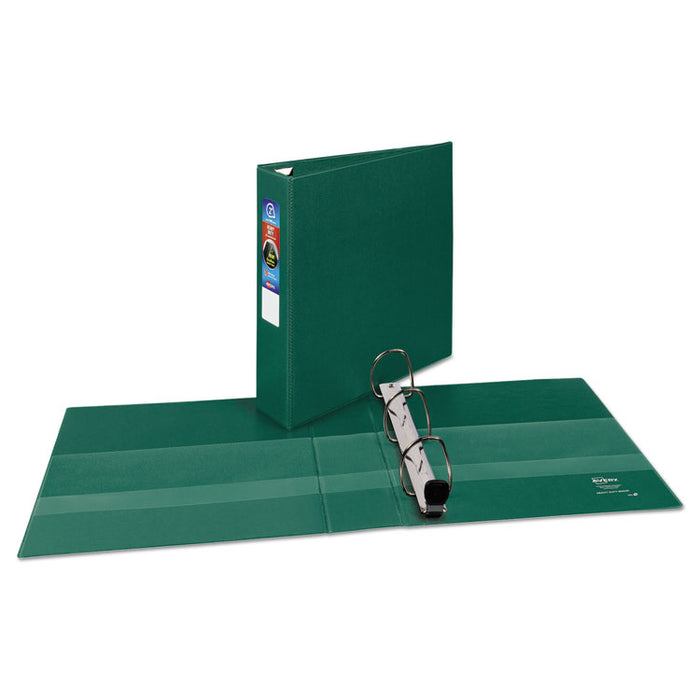 Heavy-Duty Non-View Binder with DuraHinge and One Touch EZD Rings, 3 Rings, 2" Capacity, 11 x 8.5, Green