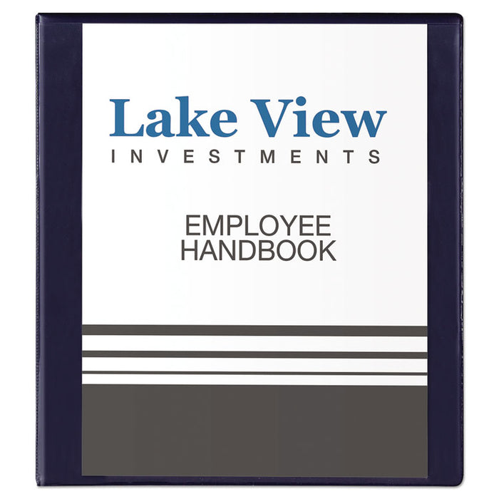 Heavy-Duty View Binder with DuraHinge and One Touch EZD Rings, 3 Rings, 1" Capacity, 11 x 8.5, Navy Blue