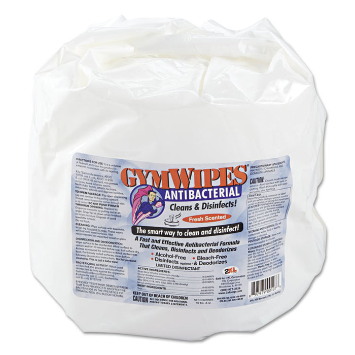 Antibacterial Gym Wipes Refill, 6 x 8, 700 Wipes/Pack, 4 Packs/Carton