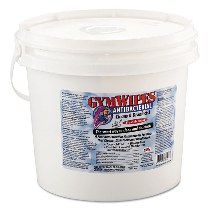 Antibacterial Gym Wipes, 6 x 8, 700 Wipes/Bucket, 2 Buckets/Carton