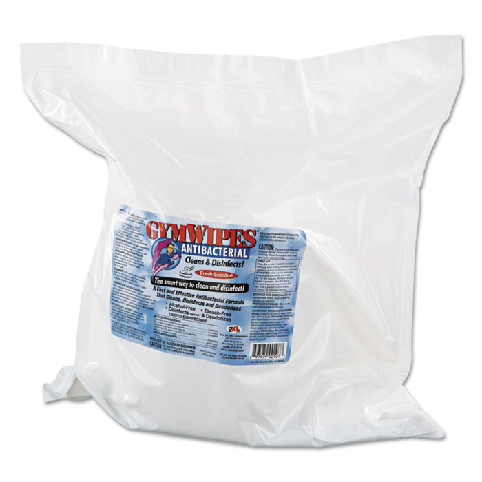 Antibacterial Gym Wipes Refill, 6 x 8, 700 Wipes/Pack, 4 Packs/Carton