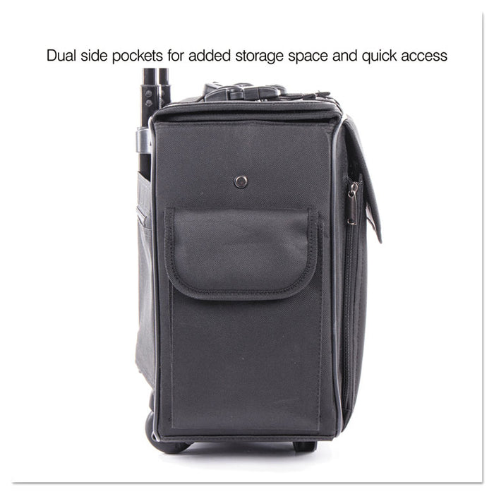 Catalog/Computer Case on Wheels, Nylon, 18 x 8 x 13, Black