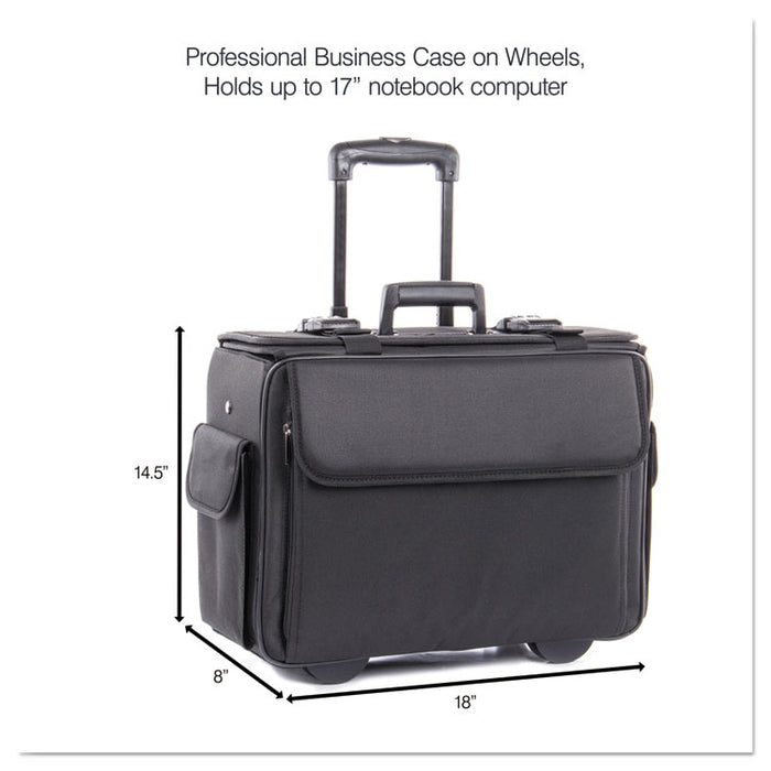 Catalog/Computer Case on Wheels, Nylon, 18 x 8 x 13, Black