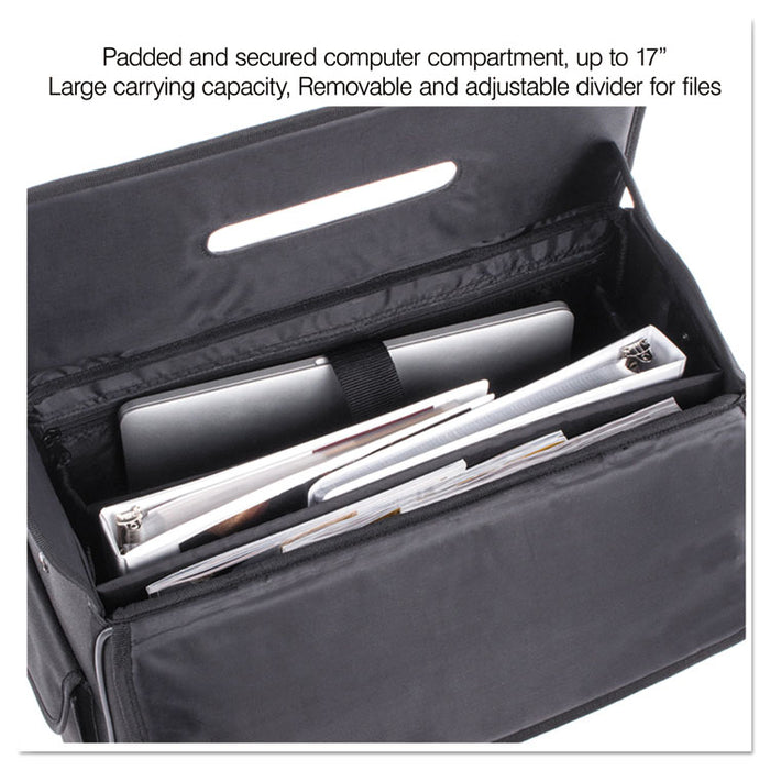 Catalog/Computer Case on Wheels, Nylon, 18 x 8 x 13, Black