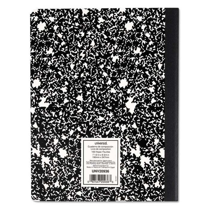Composition Book, Wide/Legal Rule, Black Marble Cover, 9.75 x 7.5, 100 Sheets, 6/Pack