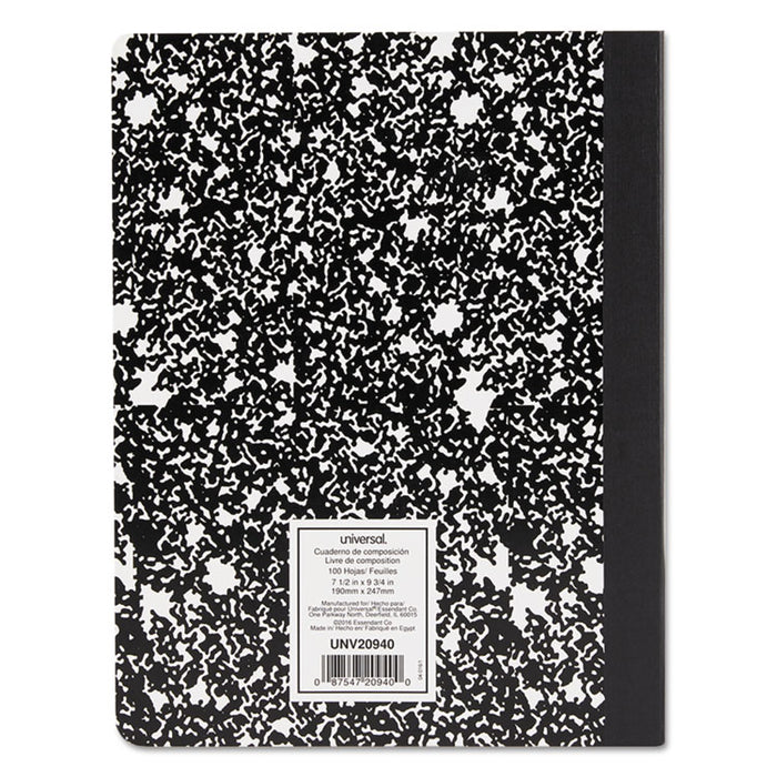 Composition Book, Medium/College Rule, Black Marble Cover, 9.75 x 7.5, 100 Sheets
