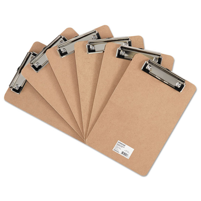 Hardboard Clipboard with Low-Profile Clip, 1/2" Capacity, 6 x 9, Brown, 6/Pk