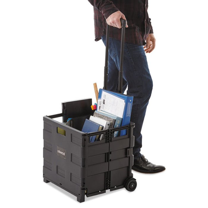 Collapsible Mobile Storage Crate, 18 1/4 x 15 x 18 1/4 to 39 3/8, Black