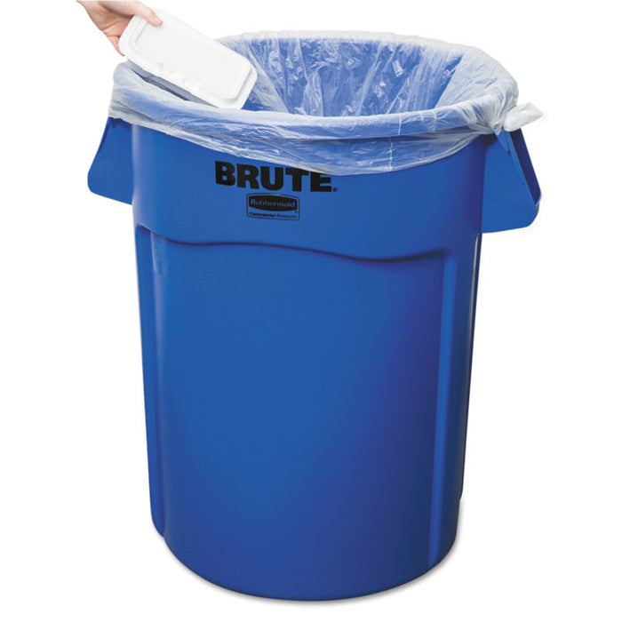 Brute Vented Trash Receptacle, Round, 44 gal, Blue