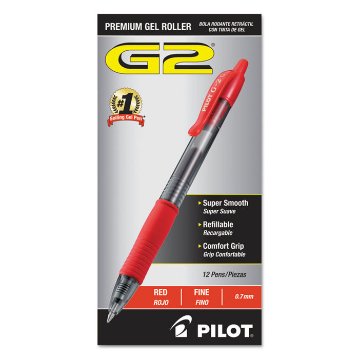G2 Premium Retractable Gel Pen, 0.7mm, Red Ink, Smoke Barrel, Dozen