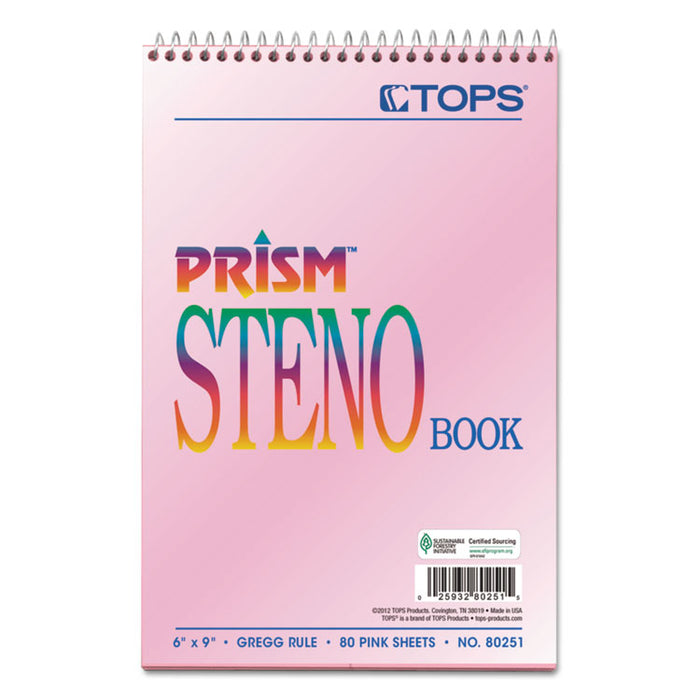 Prism Steno Books, Gregg Rule, 6 x 9, Pink, 80 Sheets, 4/Pack
