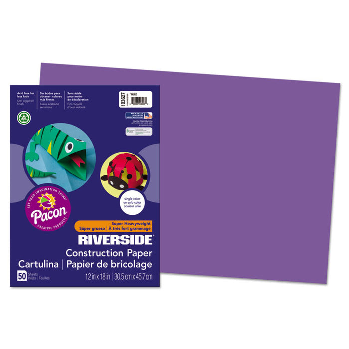 Riverside Construction Paper, 76lb, 12 x 18, Violet, 50/Pack