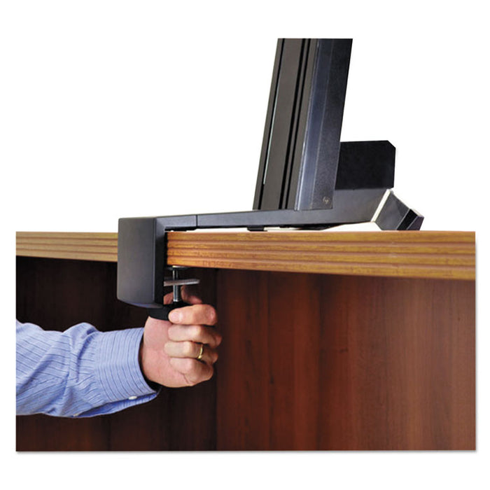 WorkFit-S Sit-Stand Workstation with Worksurface, LCD LD Monitor, Aluminum/Black