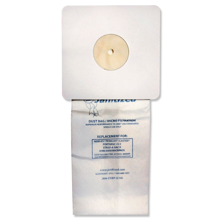 Vacuum Filter Bags Designed to Fit Nobles Portapac/Tennant, 100/CT