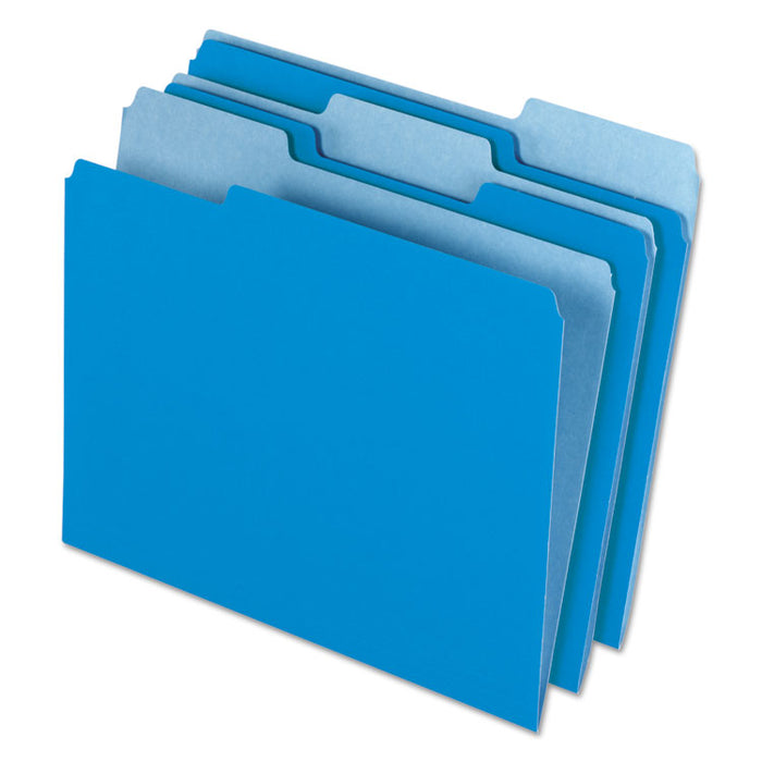 Interior File Folders, 1/3-Cut Tabs, Letter Size, Blue, 100/Box