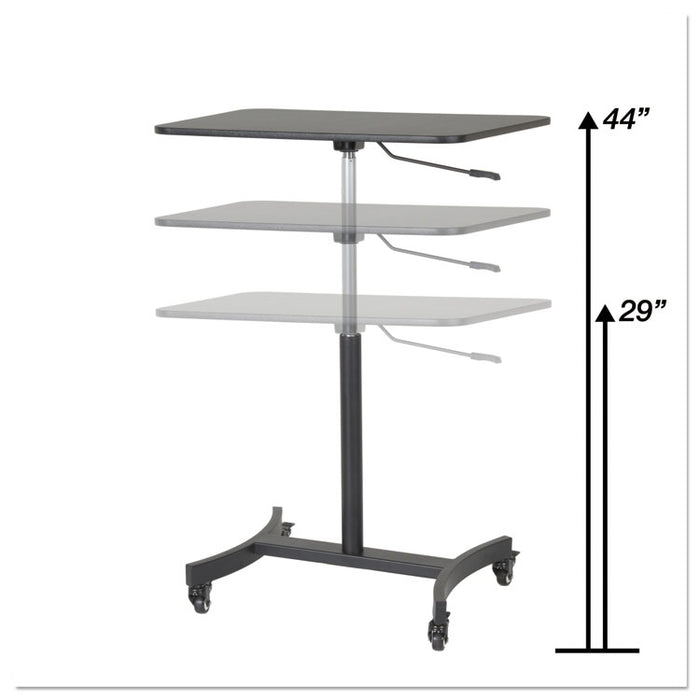 DC500 High Rise Collection Mobile Adjustable Standing Desk, 30.75" x 22" x 29" to 44", Black