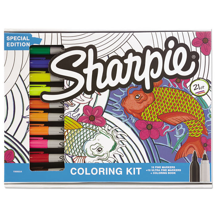 Adult Coloring Kit, Aquatic Theme Coloring Book with 20 Markers