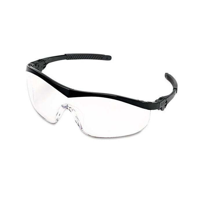 Storm Wraparound Safety Glasses, Black Nylon Frame, Clear Lens, 12/Box