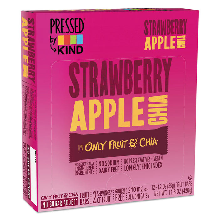 Pressed by KIND Bars, Strawberry Apple Chia, 1.2 oz Bar, 12/Box