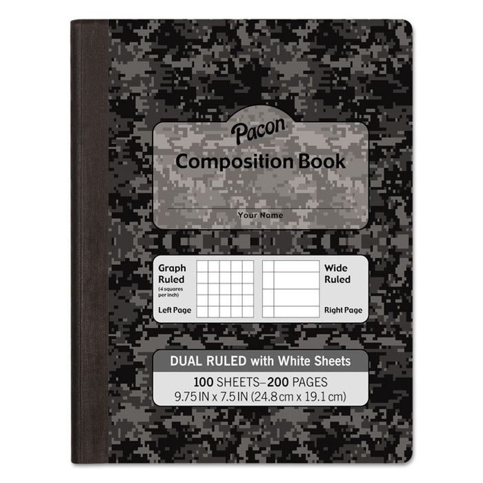 Composition Book, Wide/Legal Rule, Black Cover, 9.75 x 7.5, 100 Sheets