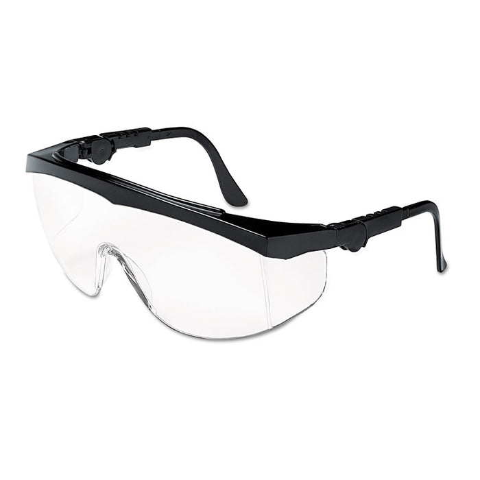Tomahawk Wraparound Safety Glasses, Black Nylon Frame, Clear Lens, 12/Box