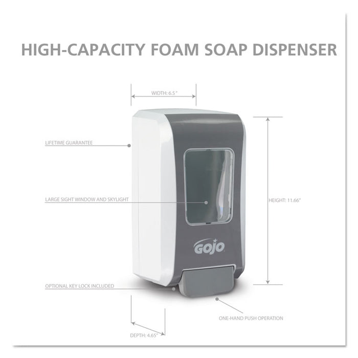 FMX-20 Soap Dispenser, 2000 mL, 6.5" x 4.7" x 11.7", White/Gray, 6/Carton