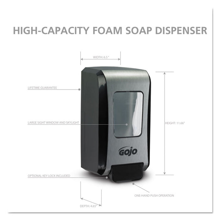 FMX-20 Soap Dispenser, 2000 mL, 6.5" x 4.7" x 11.7", Black/Chrome