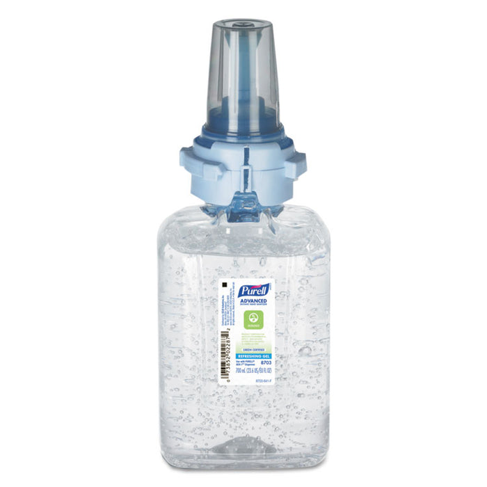 Green Certified Advanced Refreshing Gel Hand Sanitizer, For ADX-7, 700 mL, Fragrance-Free, 4/Carton