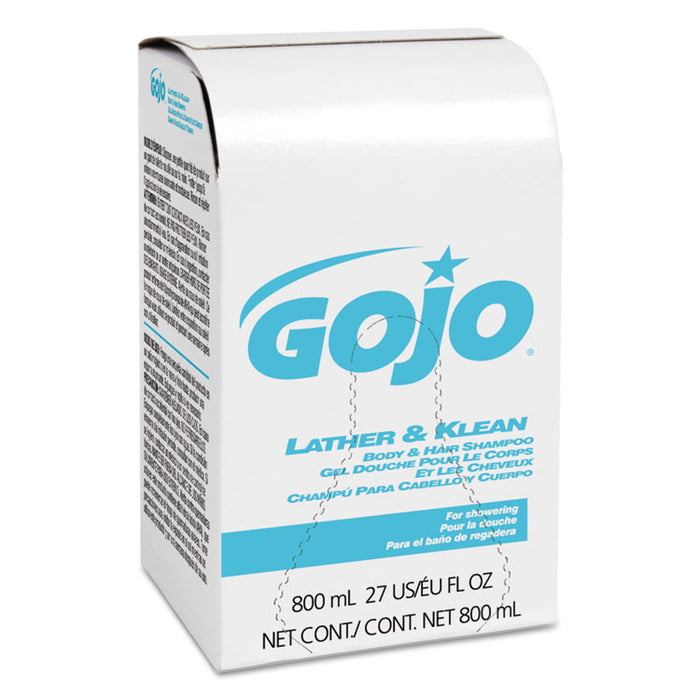 Lather & Klean Body & Hair Shampoo Refill, Pleasantly Scented, 800 ml, 12/Carton