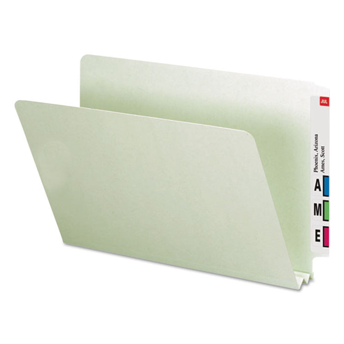Extra-Heavy Recycled Pressboard End Tab Folders, Straight Tabs, Legal Size, 2" Expansion, Gray-Green, 25/Box