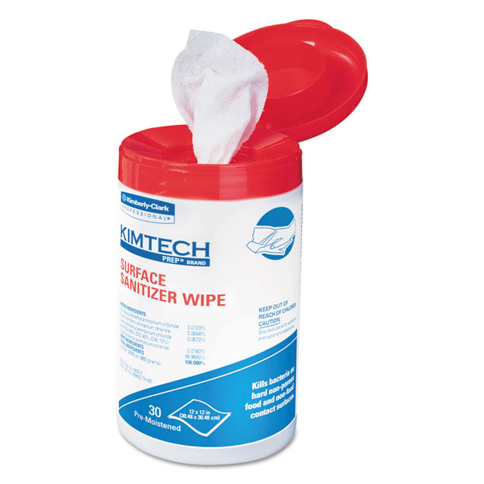 Surface Sanitizer Wipe, 12 x 12, White, 30/Canister