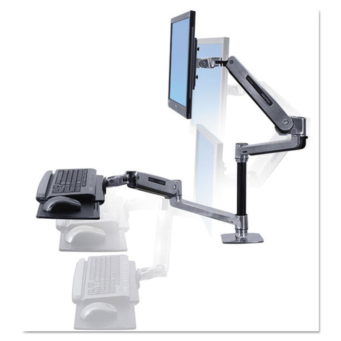 WorkFit-LX Sit-Stand Workstation Mount System, Polished Aluminum