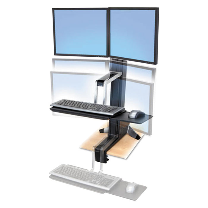 WorkFit-S Sit-Stand Workstation without Worksurface, Dual, Aluminum/Black