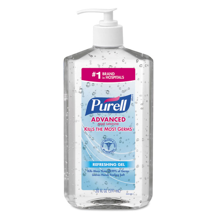 Advanced Refreshing Gel Hand Sanitizer, 20 oz Pump Bottle, Clean Scent, 12/Carton