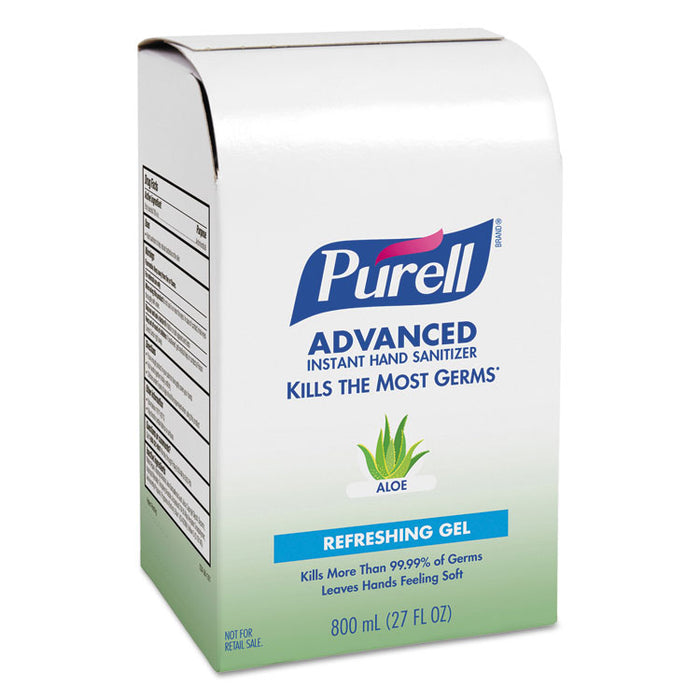 Advanced Hand Sanitizer Soothing Gel Refill, 800 mL, Aloe, 12/Carton