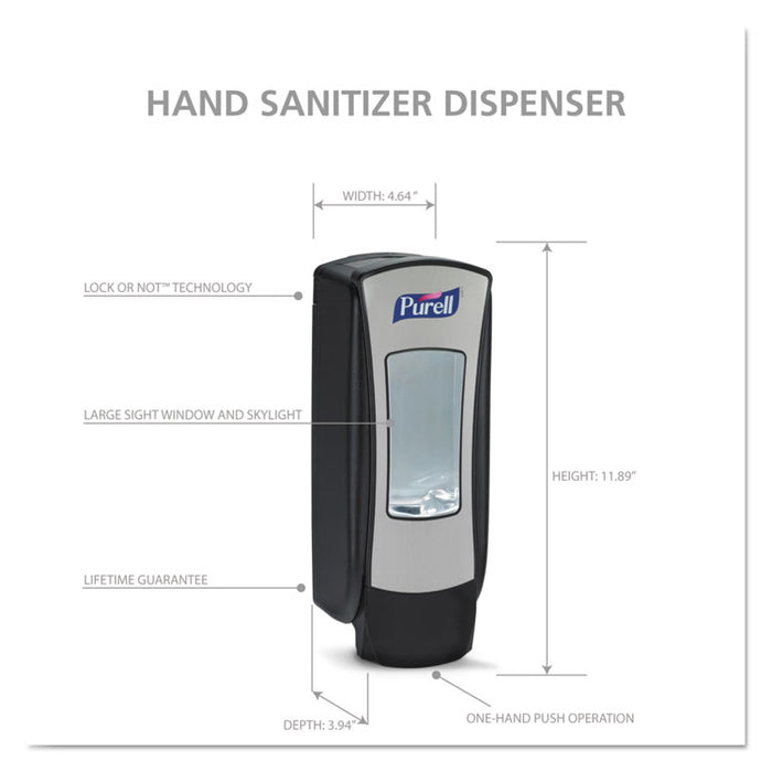 ADX-12 Dispenser, 1200 mL, 4.5" x 4" x 11.25", Chrome/Black