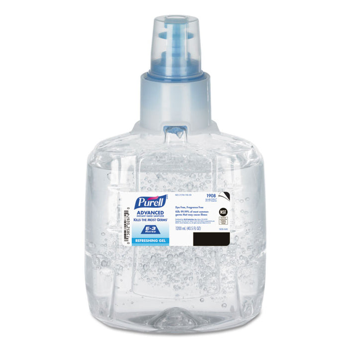 Advanced E3-Rated Instant Hand Sanitizer Gel, Fragrance-Free,1200 mL Refill, 2/Carton