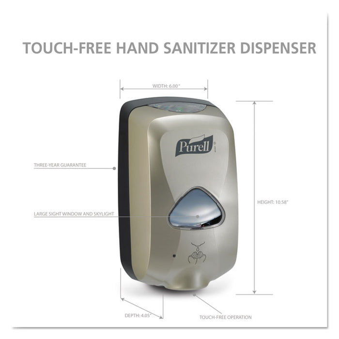 TFX Touch Free Dispenser, 1200 mL, 6.5" x 4.5" x 10.5", Nickel